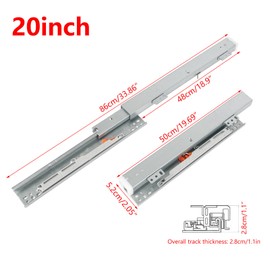 TMGSK Pair Undermount Drawer Slides Bottom Mount Pull Out Shelf Slider Under Mount Drawer Glides Full Extension Soft Close Drawer Runner Shelf Track for Kitchen Cabinet Drawer Without Side Panels
