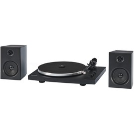 Crosley T150C-BK 2-Speed Bluetooth Turntable Record Player System with Weighted Tone Arm and Stereo Speakers, Black