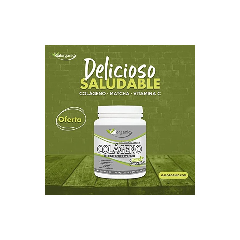 Colágeno Hidrolizado. Adicionado con Matcha y Vitamina C. 500 Gramos.