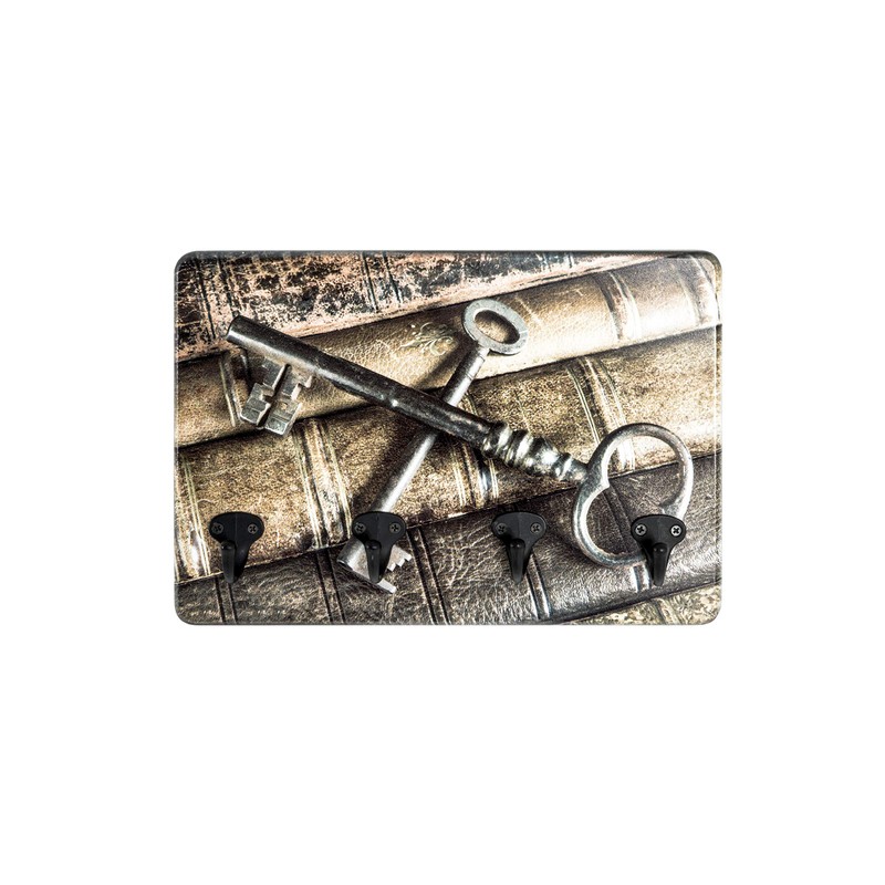 HAKU Möbel Key Holder with Motif, Black, MDF, Metal, Dimensions: