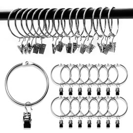 15 Pcs Metal Curtain Rings With Clips, Rustproof Curtain Rings, Heavy-duty Metal Decorative Drape Clip, Suitable for windows, bathrooms, living rooms, and guest rooms etc (50mm Silvery)