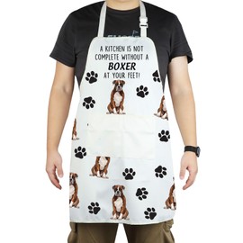 CENWA Boxer Dog Apron with Pockets, Boxer Lovers, Gifts, Dog Owners Gifts, Adjustable Cooking Apron for Animal Lovers, Boxer Dog Apron EU