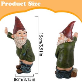 CHmiss Garden Gnome Ornament, Cheeky Garden Gnome, Garden Statue Gnome Resin Dwarf Figure, Outdoor Gnomes Figures, Funny Garden Gnomes Large, Garden Figure Decorative Garden Gnome, for Office, Living