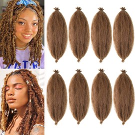 12 Inch Pre-Separated Springy Afro Twist Hair 8 Packs Black Pre-Fluffy Natural Curls are Perfect for Marley Crochet Hair Suitable for Black Women (30#, 12 Inch (Pack of 8))