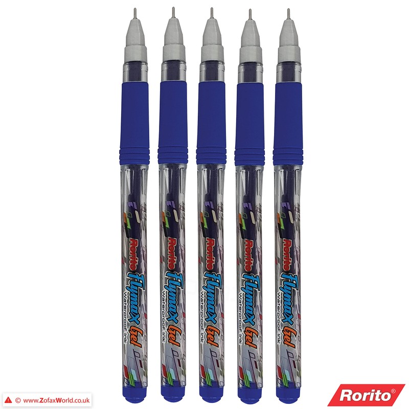 rorito 5 x 0.5mm Needle Tip Flymax Gel BLUE Pen