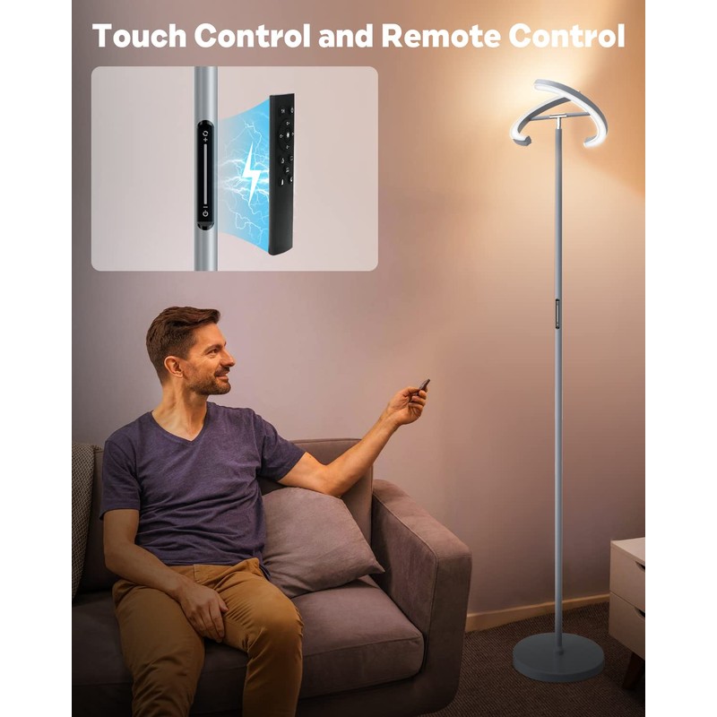 SIBRILLE Silver Floor Lamps for Living Room, Stepless Dimmable Standing