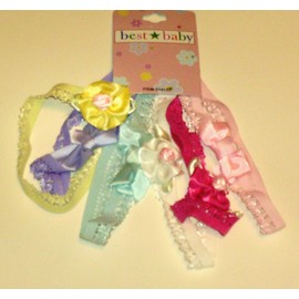 Set of 6 Stretch Lace Headbands with Decorations (bright)