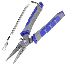 Booms Fishing XW15 Fishing Pliers High Carbon Steel Fishing Pliers Split Ring Remover Line Cutter Hook Remover Rust Proof Butt Rope Pliers with Case