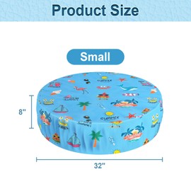Docuwee Round Pool Cover 32", Foldable Kiddie Solar Cover Fit Dog Swimming Pool, Pets Kids Bath Tub, Inflatable Pool, Anti-UV Dustproof Pool Safety Cover with Summer Beach Patterns