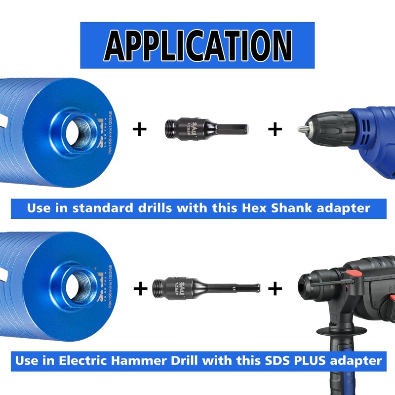 Diamond Core Drill Bit Set 32mm x 150mm Long Turbo