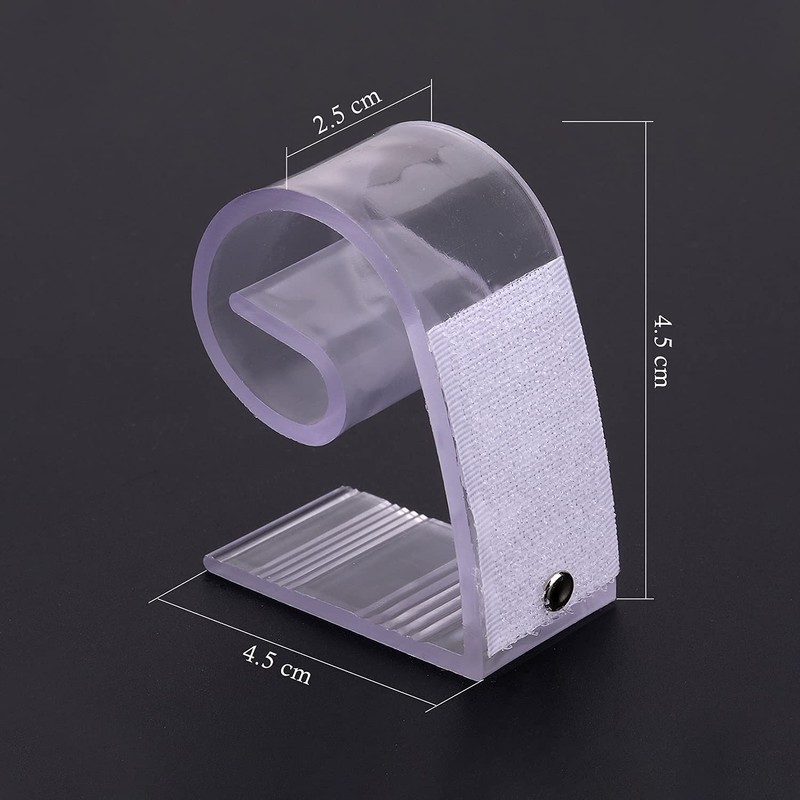 WedDecor Plastic Tablecloth Clips with Hook & Loop Strips, Transparent
