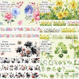 4 Rolls Flowers Washi Tape Set Scrapbook Stickers Scrapbook Accessories, Plant Butterfly Flower Grapes Washi Tapes Spring Summer Vintage Decorative Tape Flower Washi Tapes Journaling Accessories