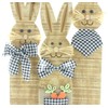 FRANK FLECHTWAREN Easter Decoration, Rabbit Trio, Chequered Look, Wood, Textile,