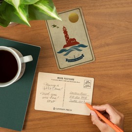 Rhode Island, Lighthouse Icon (4x6 Birch Wood Postcards, 2-Pack Stationary, Rustic Home Wall Decor)
