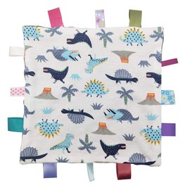 Baby Boy Tag Security Blanket - Inchant Grey Small Blanket with Colorful Tags for Newborns Toddlers