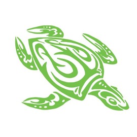 Sea Turtle Tribal Water Monster Vinyl Window Decal Sticker Honu Lime Green