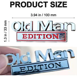 2Pcs Old Man Edition Car Emblem, Old Man Edition Emblem Metal Badge Bumper Decals for Cars Truck SUV Side or Rear Tailgate Name Plate Sticker (Silver Black)