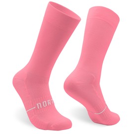 NORTEI Cycling Socks for Men and Women - Running Triathlon Hiking Gym Crossfit Sport Socks - Padded, Breathable, Seamless, Compressive and Light (UK, Alpha, S, M, Regular, Regular, Pink)