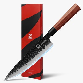 Zennish Chef Knife, 8 Inch Kitchen Knife 5-Layer High Carbon Steel, Meteorite Texture With Full Tang G10 and Sandalwood Handle For Family/Restaurant With Premium Gift Box - Meteorite Series