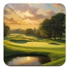 Golf Art Coaster Set, 4 x 9cm Glossy Wood Coffee