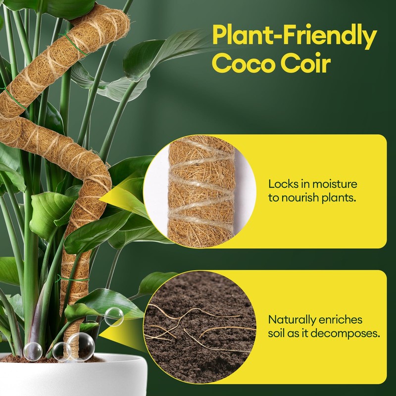 Maygrove 3-Pack 28” Bendable Moss Pole Monstera Plant Support for