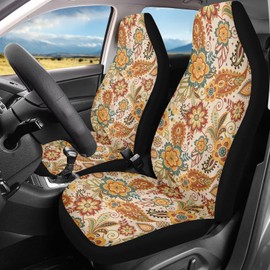 Bulopur Boho Mandala Car Seat Covers Front Seats Only for Women Polyester Fabric Vehicle Seat Protector for Cars SUV/Trucks/Sedans/Van Universal Automotive Accessories
