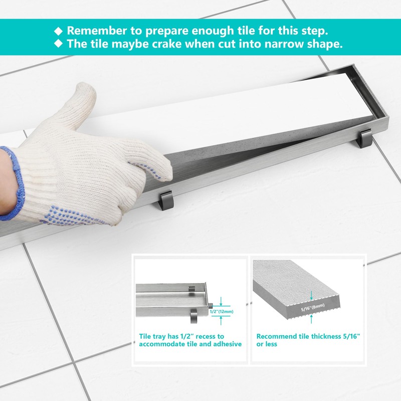 Neodrain 30-Inch Linear Shower Drain,with 2-in-1 Flat & Tile Insert