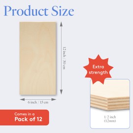 12 mm Baltic Birch Plywood 1/2 x 6 x 12 Inch, Box of 12 B/BB Grade Craft Wood, Stronger Than Basswood Sheets, for Laser, CNC Cutting and Wood Burning, by Woodpeckers