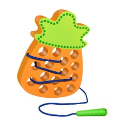 Toyvian Wooden Lacing Threading Toys Cute Pineapple Fruit Stringing Toys Early Learning Montessori Toys for Kids Toddlers