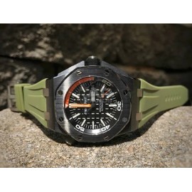 AP Bands Scuta 100% Rubber Strap Military Olive Green For Audemars Offshore - Long - 120mm x 80mm, Military Green
