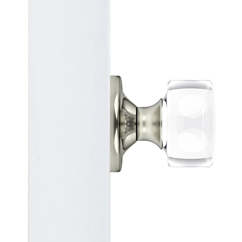 Dummy Round Crystal Door Knobs Satin Nickel Round Rosette