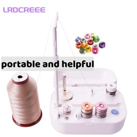 LRDCREEE Automatic Bobbin Winder Bobbin Winding Machine with Auto Stop Sensor, Large Spool Thread Holder and Extra 25 Pcs Class 15 Bobbins for Sewing Machine Thread Winding Use