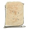 Girly Handbags Pearl Fur Clutch Bag, khaki