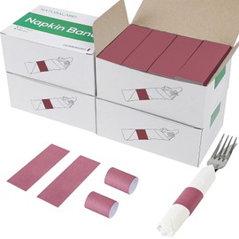 NATURALABEL Bulk Pack of 8,000, Self-Adhesive Napkin Bands for Small Business, Restaurants, Events - 4 Boxes, 2000 per Box (Burgundy)