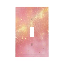 Dreamy Pink The Milky Way Golden Glitter Sparkles Stars Decorative Light Switch Cover 1 Gang Single Toggle Device Electrical Faceplate Switchplates Decorator Outlet Wall Plate for Bedroom Kids Room