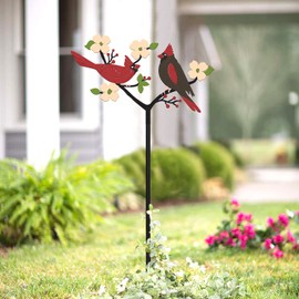 Tuitessine Cardinal Decor Spring Red Cardinals Yard Sign Stake Metal Bird Decorative Garden Stakes, Lawn Outdoor Decorations for Front Backyard, Spring Birthday Gift for Mom Women Friends Family