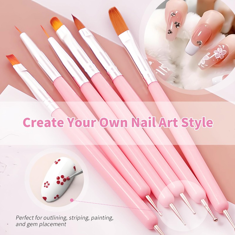 YPYMOD Pack of 6 Double End Nail Brushes, Nail Design