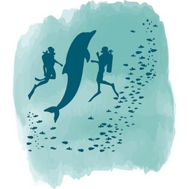 Big Fish Dolphin Ocean Sea Underwater Animal Cartoon Wall Sticker Art Decal Girls Boys Kids Room Bedroom Nursery Kindergarten House Fun Home Decor Stickers Wall Art Vinyl Decoration Size (24x26 inch)