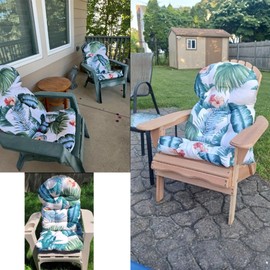 GPPSUNGD Waterproof Adirondack & Rocking Chair Cushion Indoor and Outdoor High Back Patio Cushions with Ties 43.3 X 19.7 Inch(Without Chair) (1, Flower)