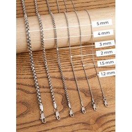 HAQUIL Stainless Steel Square Box Link Box Chain Necklace, Jewelry Gift for Men and Women 16inch 1,5mm