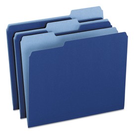 Pendaflex 15213NAV Colored File Folders, 1/3 Cut, Letter Size, Navy, 100/Box