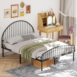 Weehom Full Size Bed Frame, Vintage Platform Metal Full Bed Frame with Victorian Style Wrought Iron-Art Headboard/Footboard, No Box-Spring Needed - Black