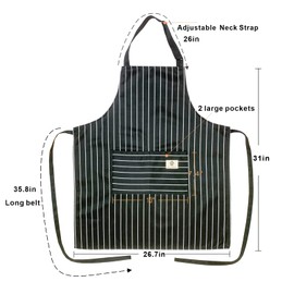 cactusgirl 2 Pack Adjustable Cotton Apron Cooking Apron Kitchen Apron Aprons for Men and Women, coffee strips+wide stripes