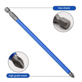 Biaungdo 10pcs 6 Inch Magnetic Long Hex Phillips Screw Head Electric Screwdriver Bits Set (PH2 x 150MM)