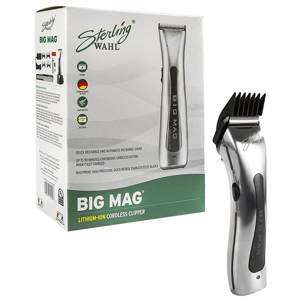Wahl Professional Sterling Big Mag Clipper #8843 Great for Professional Stylists and Barbers Rotary Motor Silver