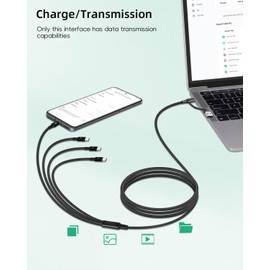 YANBORONSN 6 in 1 USB C Multi Charging Cable,USB A/C to 4 USB C Male Charging Splitter Cable for Phones,Tablet (4FT)