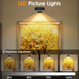 SIXDEFLY RGB Magnetic Suction Spotlight - Battery-Powered, Wireless, Remote Control with Adjustable Timer for Art Displays and Galleries 6 Pack White