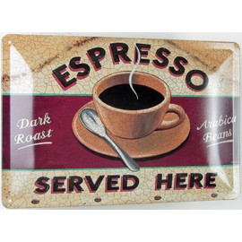Tin Sign 20 x 30 cm Curved Espresso Coffee Cafe Bar Coffee Arabica Beans Decorative Gift Sign Bistro