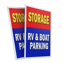 Storage Rv & Boat Parking (2-Pack) 24" x 36" Plastic Signs | Sign Insert 4mm Corrugated Plastic Signs Storefront Window Poster