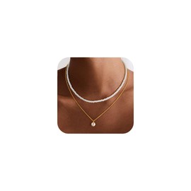 BLThing Layered Pearl Necklaces for Women - 14K Gold Plated Choker Necklace Wedding Jewelry Gifts for Brides Pearl Necklaces Set